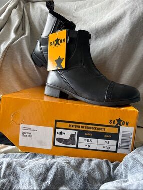 Saxon Syntovia Zip Paddock Boots - Black